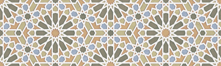 Estrella green, blue, and orange wall tile