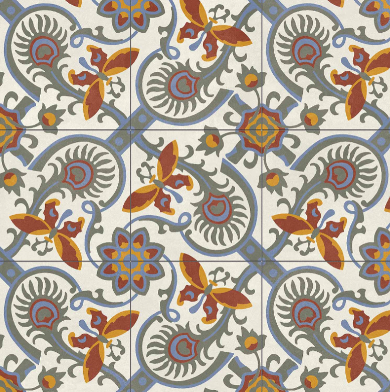 Jardin Mariposas patterned tile