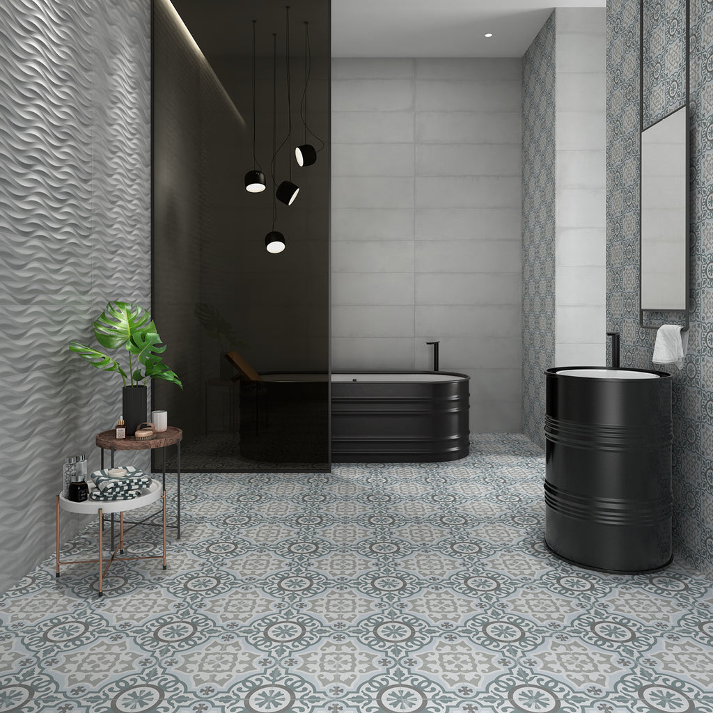 Tortosa porcelain tile on bathroom floor